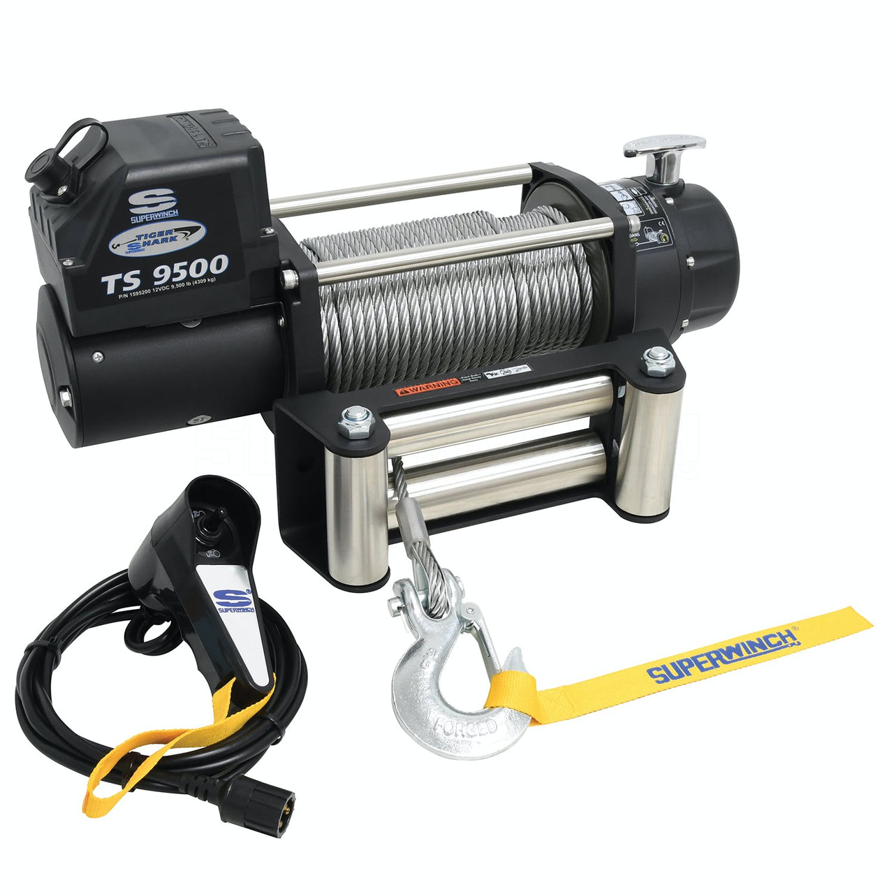 Tiger Shark 12 V Electric Winch, 9,500lb, Steel Cable | Universal | 1595200