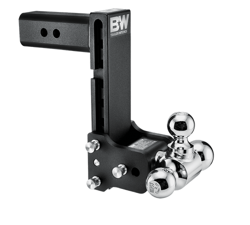 B&W Towing Tow and Stow Adjustable Drop Hitch 2.5" Shank 8" Drop Tri Ball, 2.5" Shank, 8" Drop, Tri Ball | Universal | TS20050B