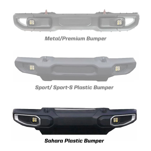 Squadron-R Sport Fog Pocket LED Light Kit, Wide/Cornering, Clear | (18-24) Wrangler JL, (20-24) Gladiator JT Sahara Bumper | 447070