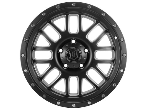 ICON Alloys Alpha, Satin Black, Milled Windows, 20x9 / 5x150, 16mm OS, 5.625" BS