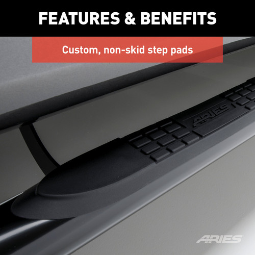 3" Round Side Step, Steel, Black | (19-24) Ranger, Crew Cab | 203046