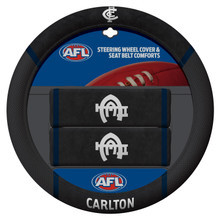 Carlton AFL Steering Wheel And Seat Belt Comforts