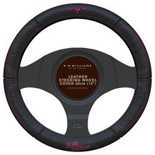 R.M.Williams Leather Steering Wheel Cover - Black & Pink