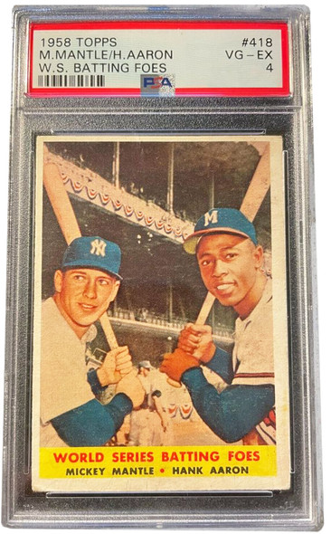 1958 Topps Mickey Mantle/Hank Aaron Batting Foes PSA Graded