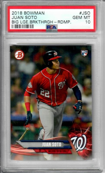 2018 Bowman Big League Breakthrough JSO Juan Soto Redemption PSA Graded