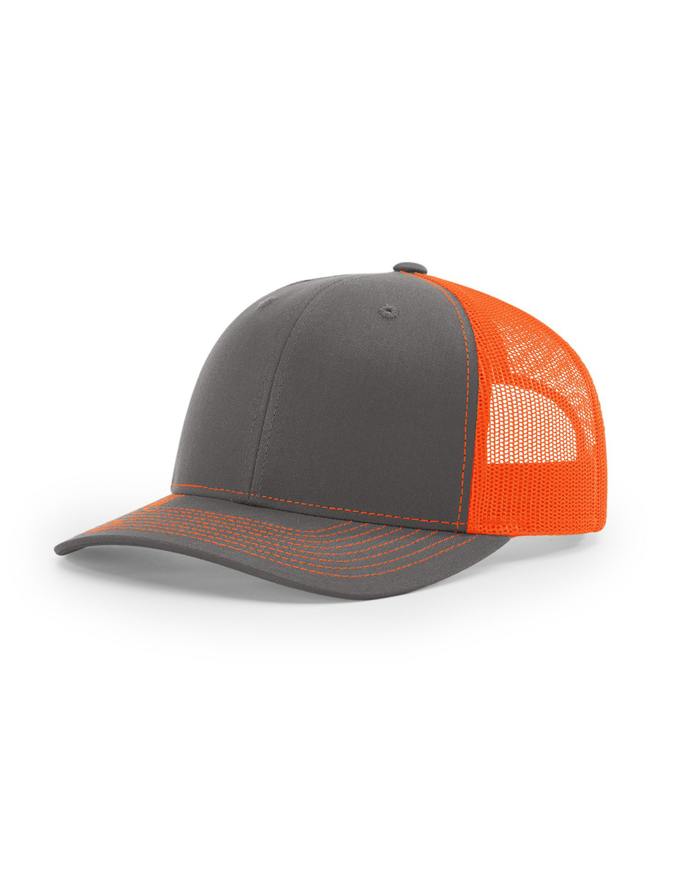 Plain Richardson 112 Trucker Cap (Charcoal/Neon Orange) - B-WEAR