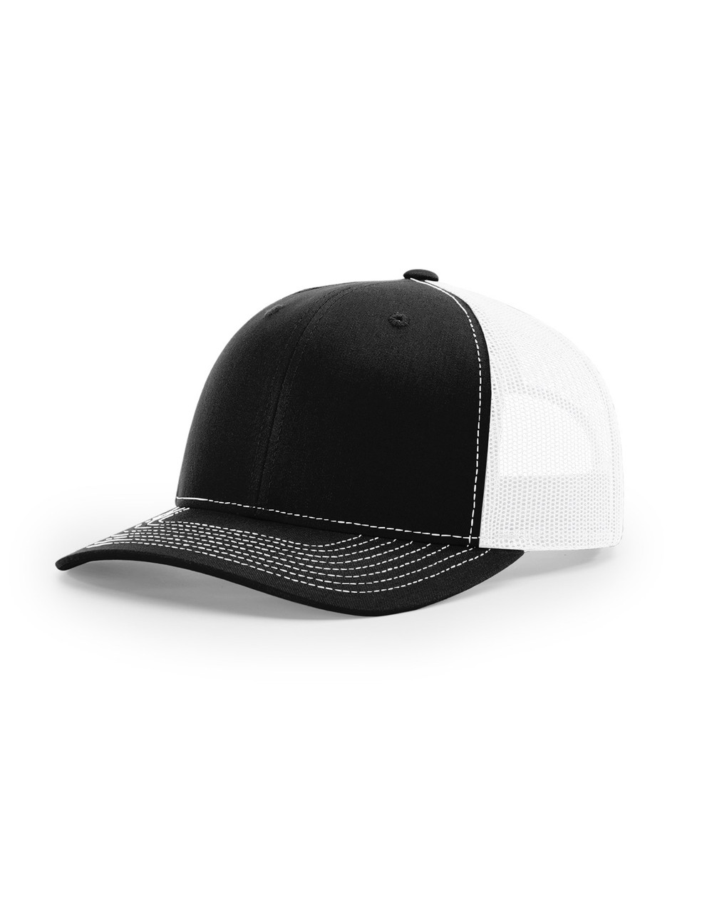 Plain Richardson 112 Trucker Cap (Black/White) - B-WEAR