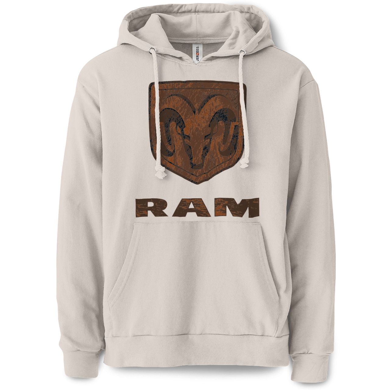 Leather Ram Logo Pullover Hooded Sweatshirt Sandstone B WEAR