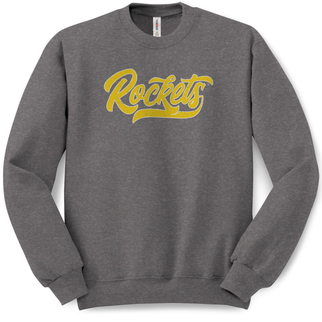 University Of Toledo Rockets Script Pullover Crew Neck Sweatshirt (Charcoal  Heather)