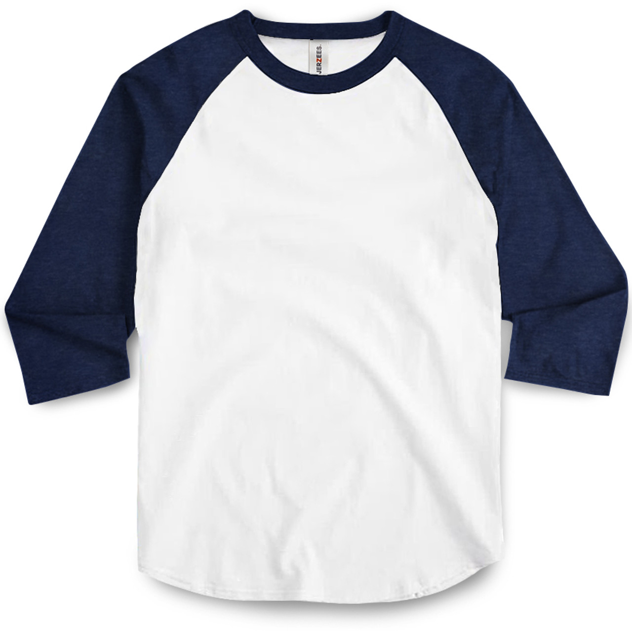 Plain Premium Baseball Tee White Navy