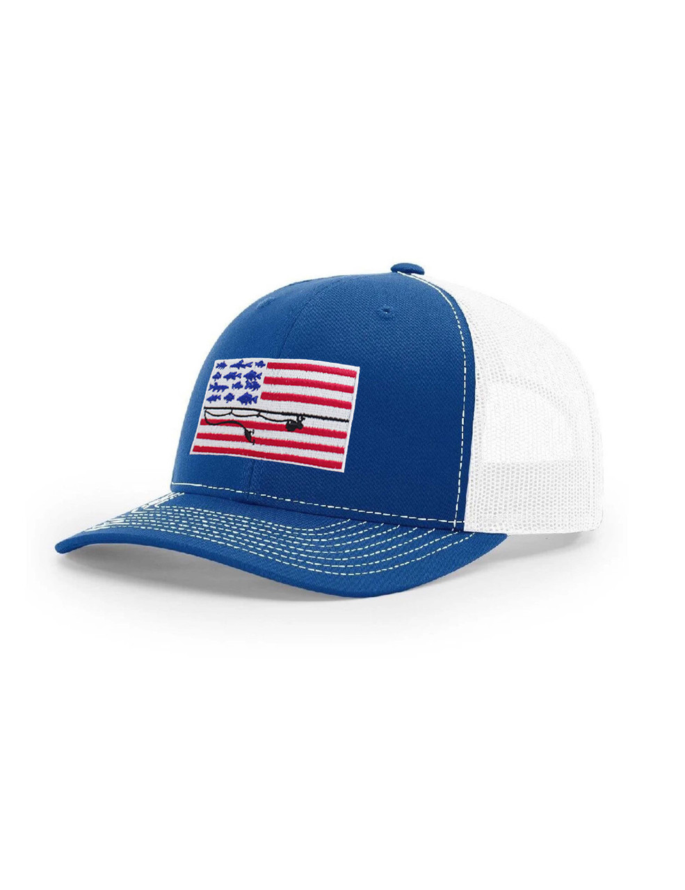 FishME Patch Trucker Hat Royal/White