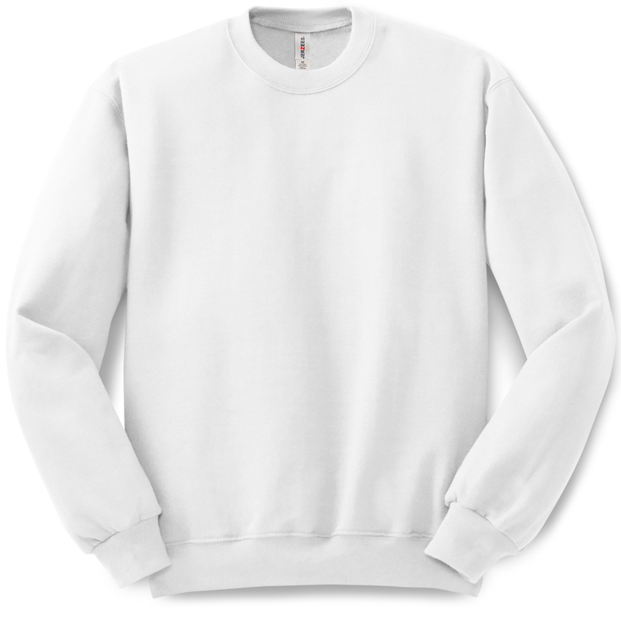 Plain Pullover Crew Neck Sweatshirt (White) - B-WEAR