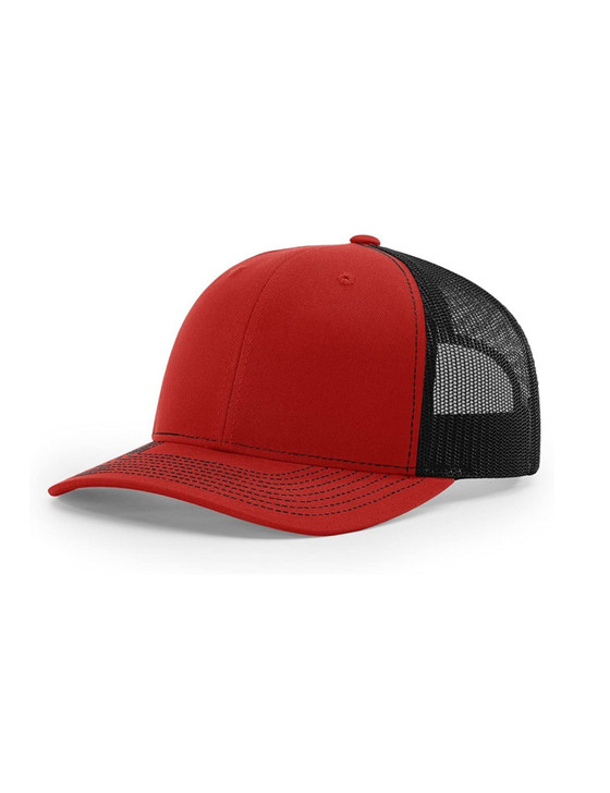 Richardson 112 Snapback Trucker Cap - White/ Red - Adjustable