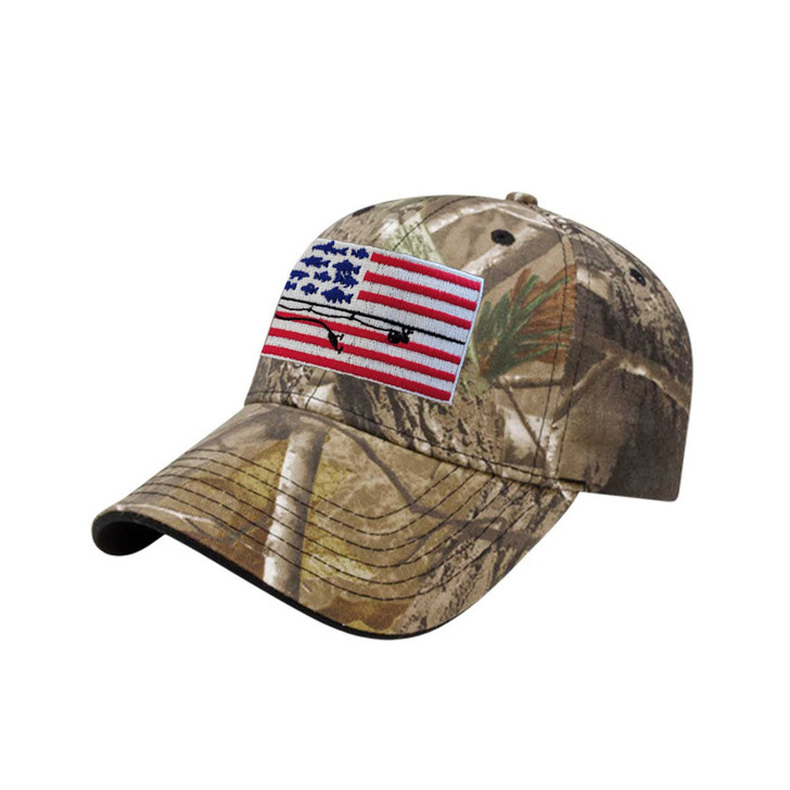 B-Wear Sportswear Fish Flag Embroidered Realtree AP Camo Cap America Hat Camo adult Adjustable Fit