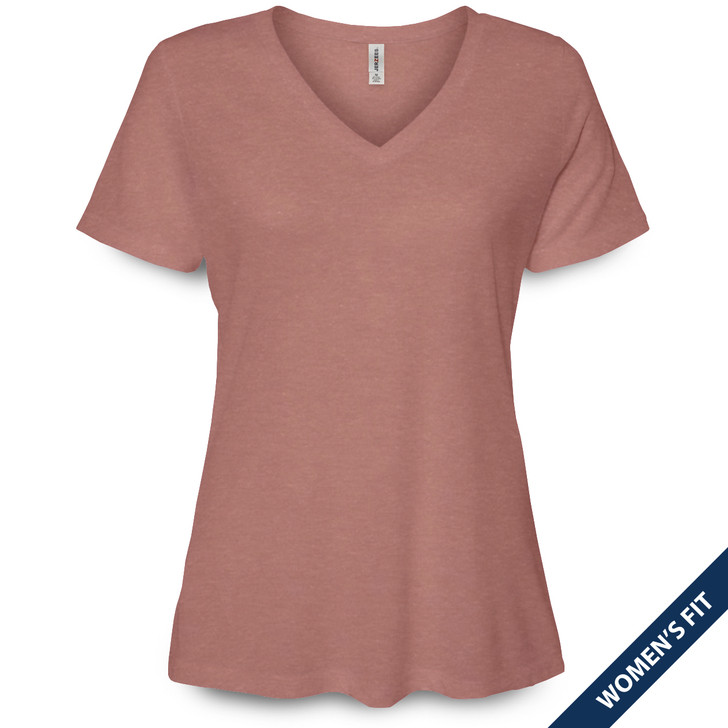 Plain Women's Short Sleeve Premium V-Neck Tee (Heather Mauve)