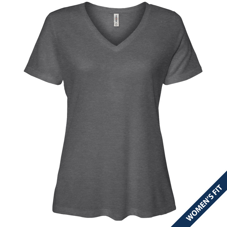 Plain Women's Short Sleeve Premium V-Neck Tee (Charcoal Heather)