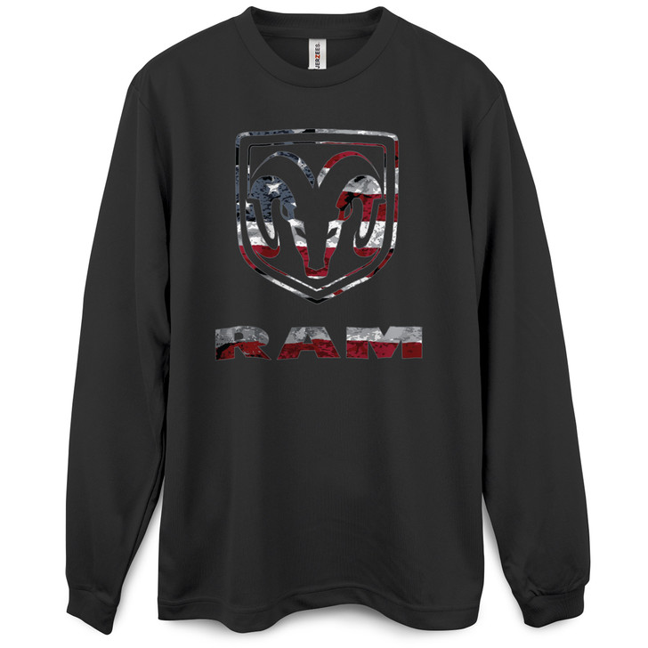 Patriotic Ram Logo Long Sleeve Premium Tee (Black)