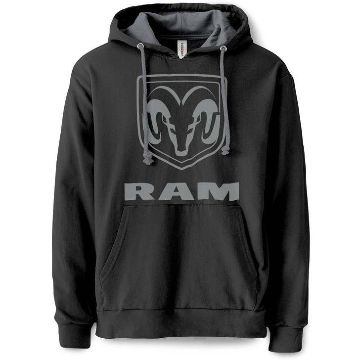 Classic Ram (Gray) Pullover Hooded Sweatshirt (Black)