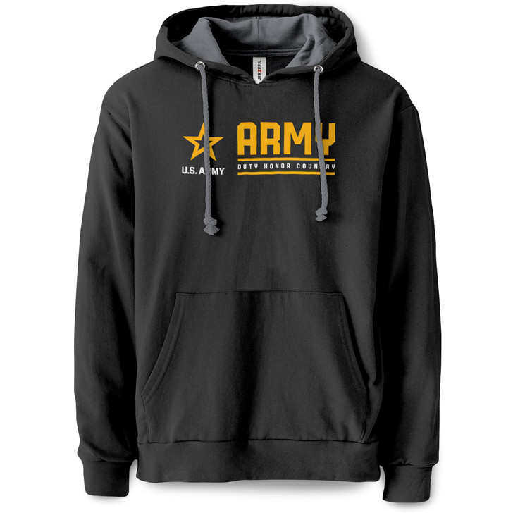 Army Horizontal Bars Pullover Hooded Sweatshirt (Black)