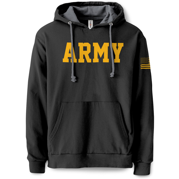 Army Block Pullover Hooded Sweatshirt (Black)