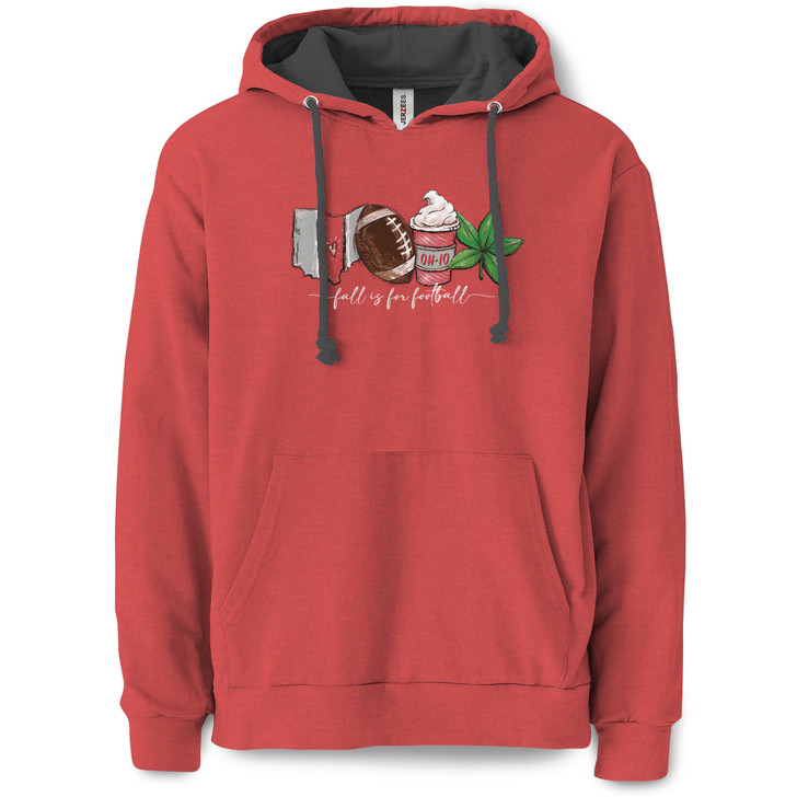 Ohio Football And Coffee Pullover Hooded Sweatshirt (Brick Heather)