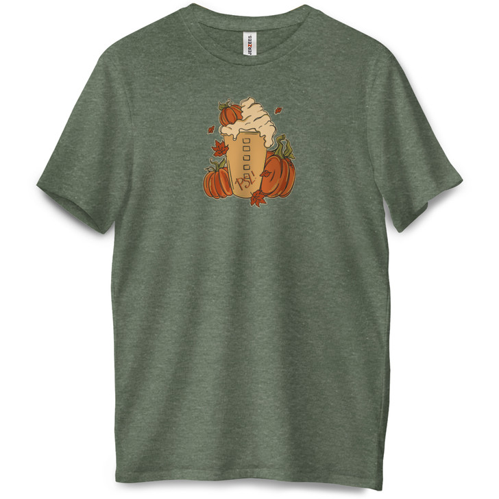 Pumpkin Spice Latte Short Sleeve Premium Tee (Military Green Heather)