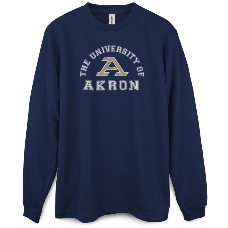 University Of Akron Zips Arc Long Sleeve Premium Tee (Navy)