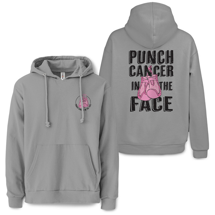 Punch Cancer In The Face Pullover Hooded Sweatshirt (Rock)