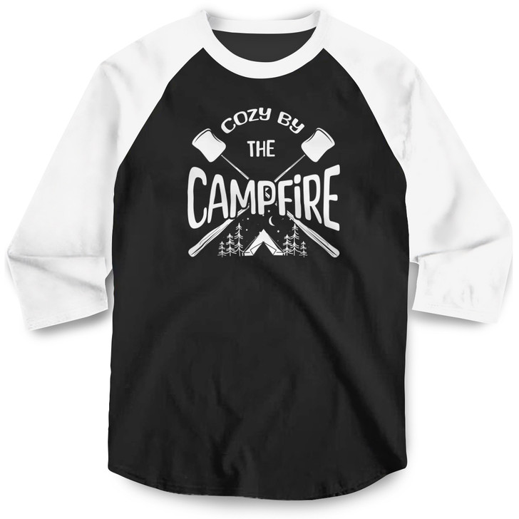 S'More Cozy Campfire Premium Baseball Tee (Black/White)