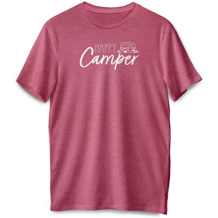 Happy Camper Short Sleeve Premium Tee (Raspberry Heather)