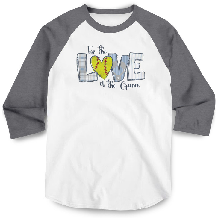 Softball Love Premium Baseball Tee (White/Charcoal)