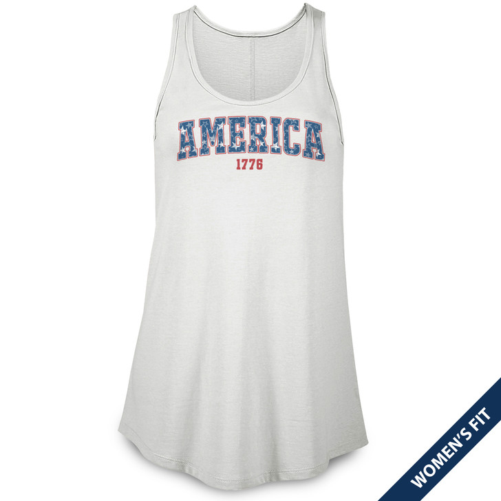 America Women's Flowy Tank Top (White)