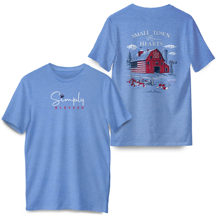 Simply Blessed Small Town Short Sleeve Premium Tee (Carolina Heather)