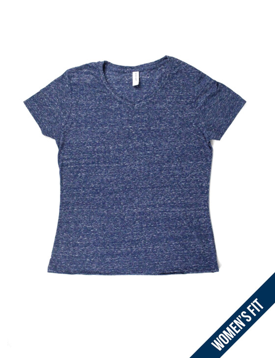 Plain Women's Short Sleeve Premium V-Neck Tee (Navy Snow Heather)