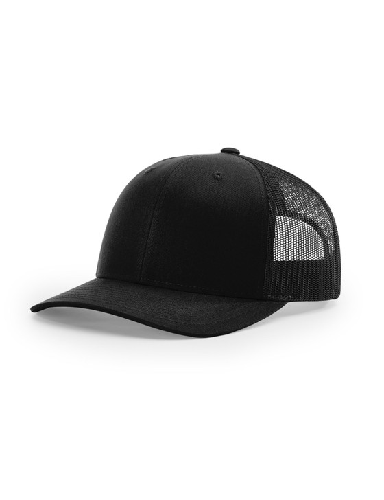 Plain Richardson 112 Trucker Cap (Black/Black)