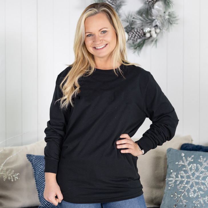 Plain Long Sleeve Premium Tee (Black) - B-WEAR SPORTSWEAR