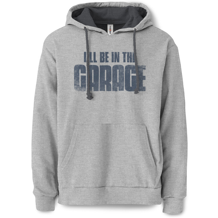 I'll Be In The Garage Pullover Hooded Sweatshirt (Athletic Heather)