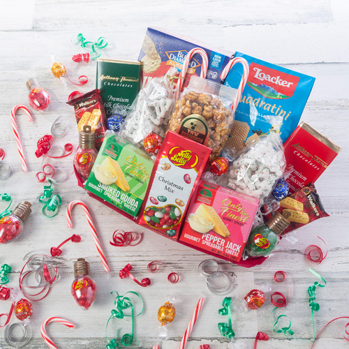 Christmas Cheer gift basket top view