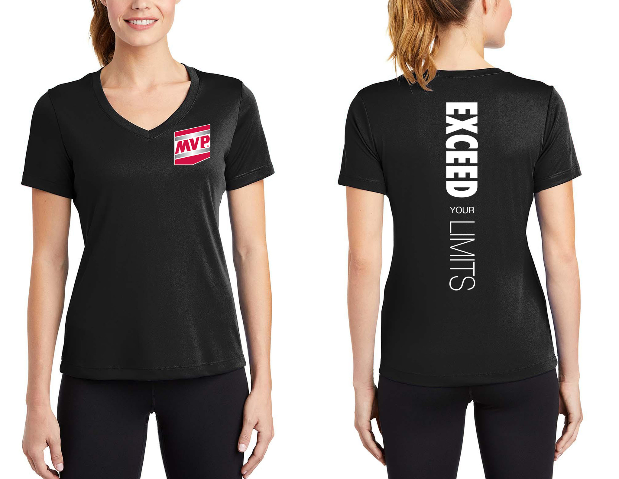 Ladies V Neck T-Shirt (Black) - Med Vet 