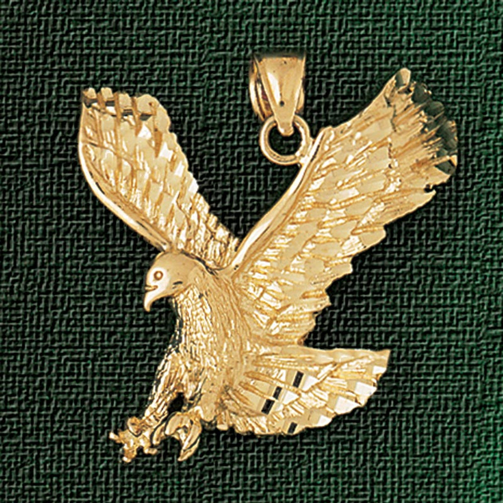 Flying Eagle Charm Bracelet or Pendant Necklace in Yellow, White or Rose Gold DZ-2774 by Dazzlers