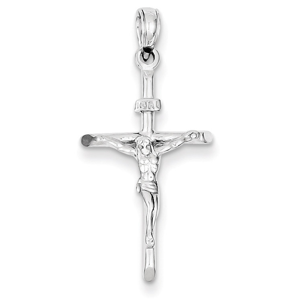 INRI Crucifix Pendant 14k White Gold K2184