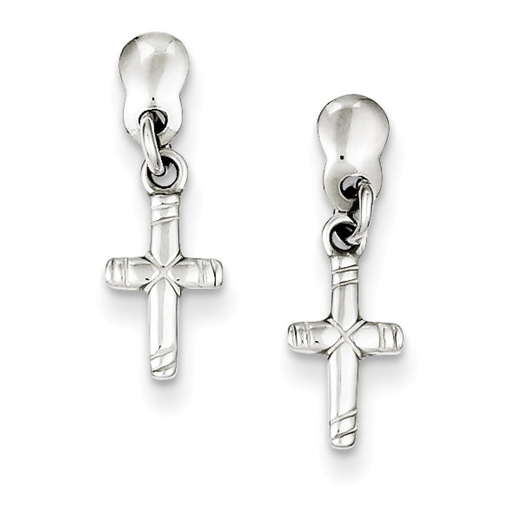 Dangle Cross Earrings Sterling Silver QE4275