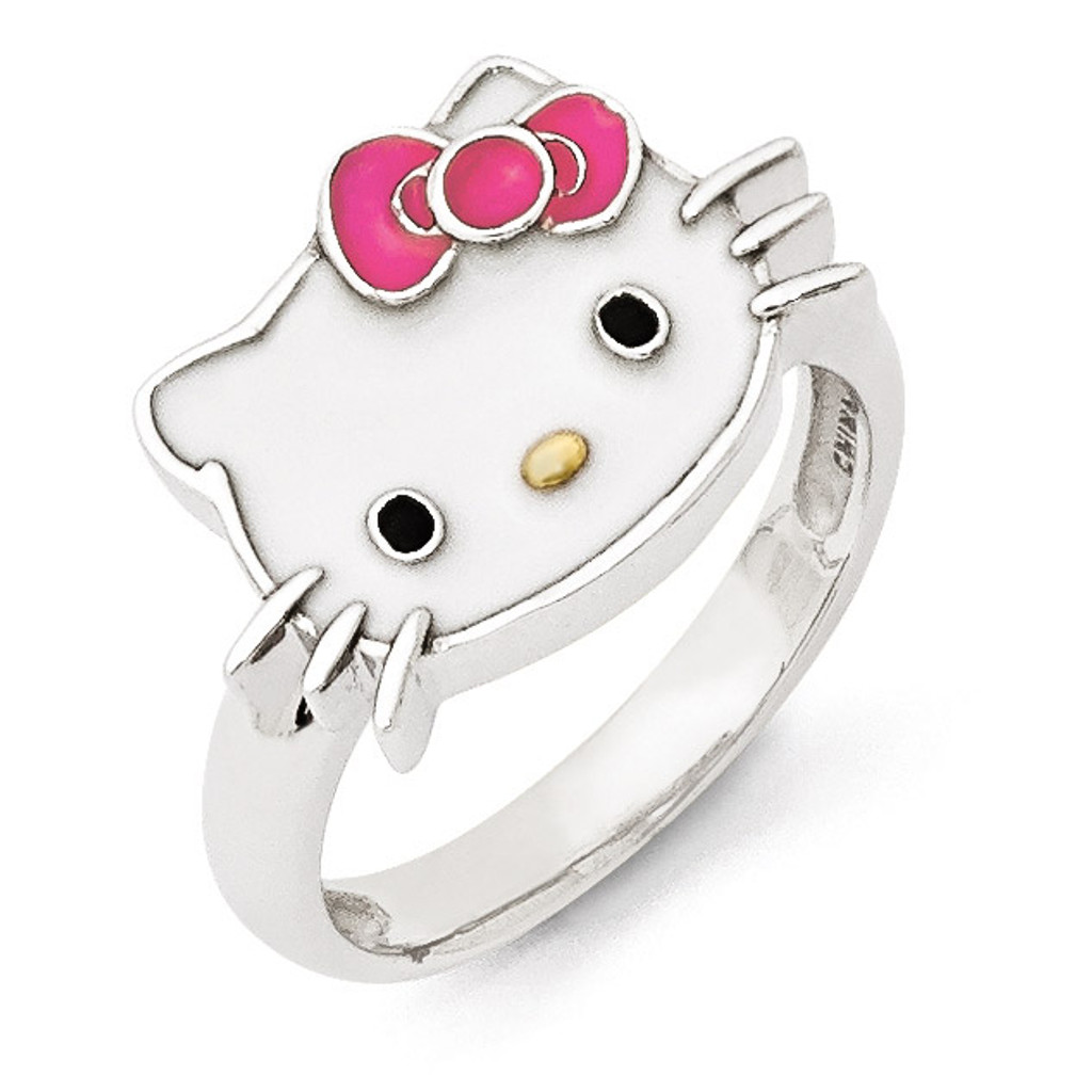 Hello Kitty Sterling Silver Ring Enameled Gold plated Hello Kitty Sterling Silver Ring Enameled Gold plated