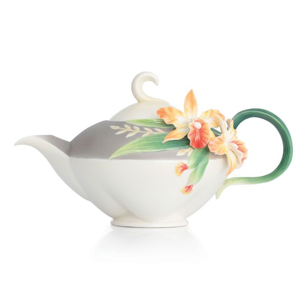 Franz Porcelain Magnificent Cattleya Orchid Teapot FZ02874