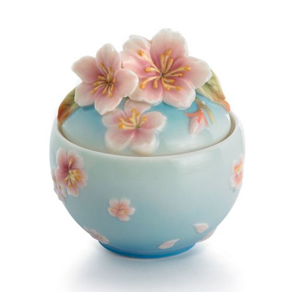 Franz Porcelain Sakura Flower Sugar Jar With Cover FZ01419