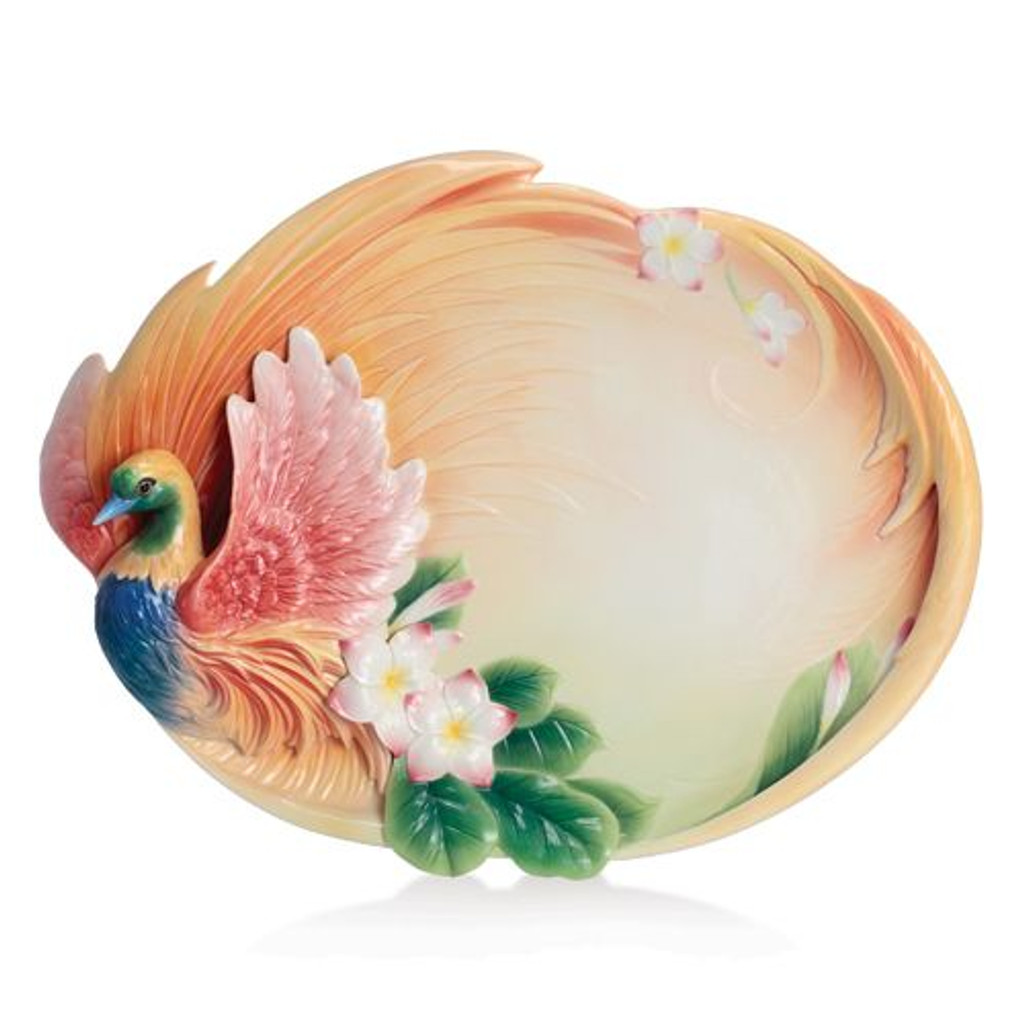Franz Porcelain Shangri-La Bird Of Paradise Flower Large Tray FZ02427