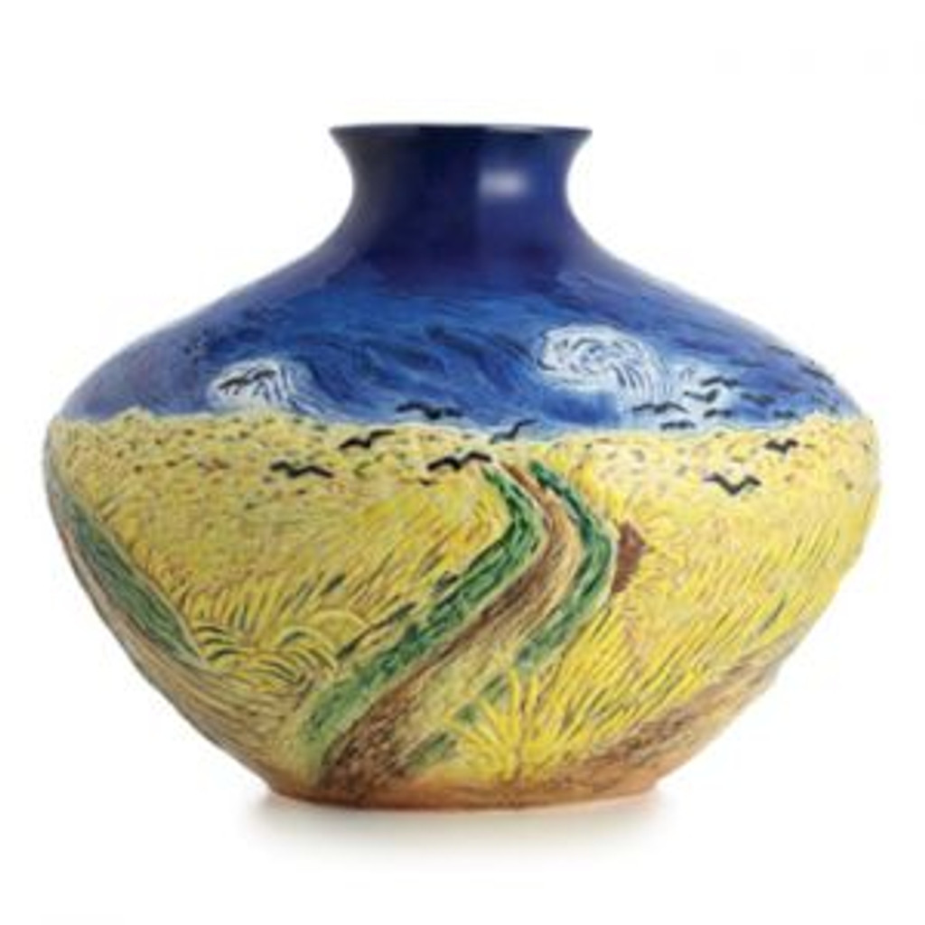 Franz Porcelain Van Gogh Wheatfield With Crows Design Sculptured Porcelain Mid Size Vase FZ02685