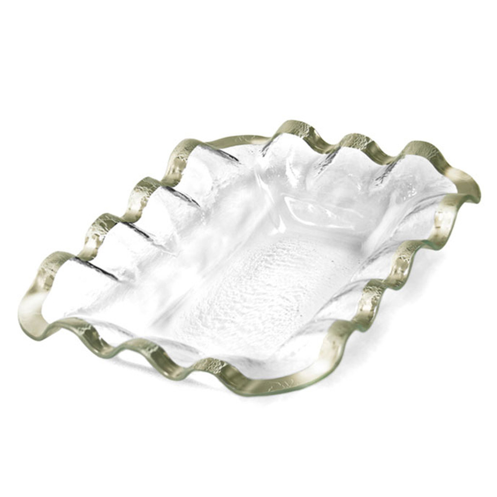 Annieglass Ruffle Platinum Bread Basket 10 3/4 x 13 1/2 Inch MPN: P208