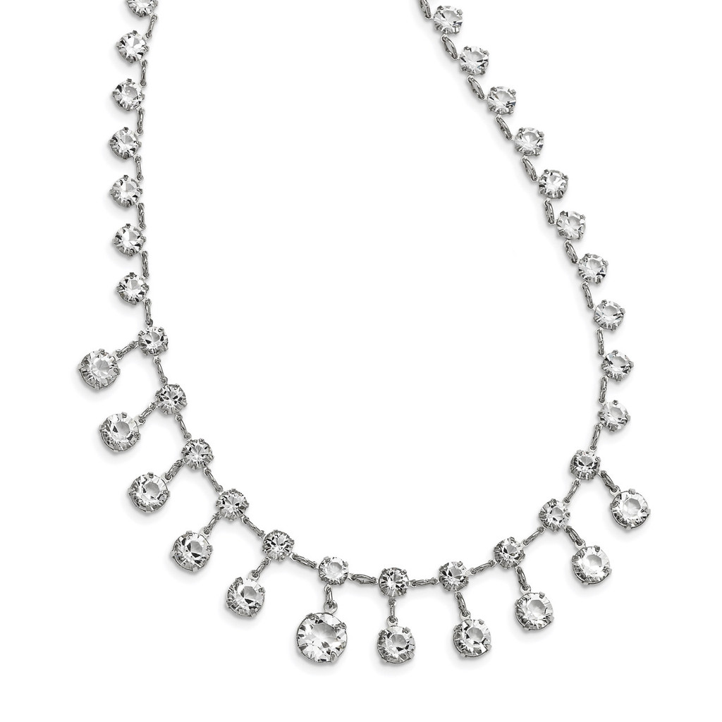 2523 Boutique Jewelry Fashion Bridal Swarovski Elements 15 Inch with 3 Inch Extension Necklace Silver-tone by 1928 Jewelry MPN: BF2903
