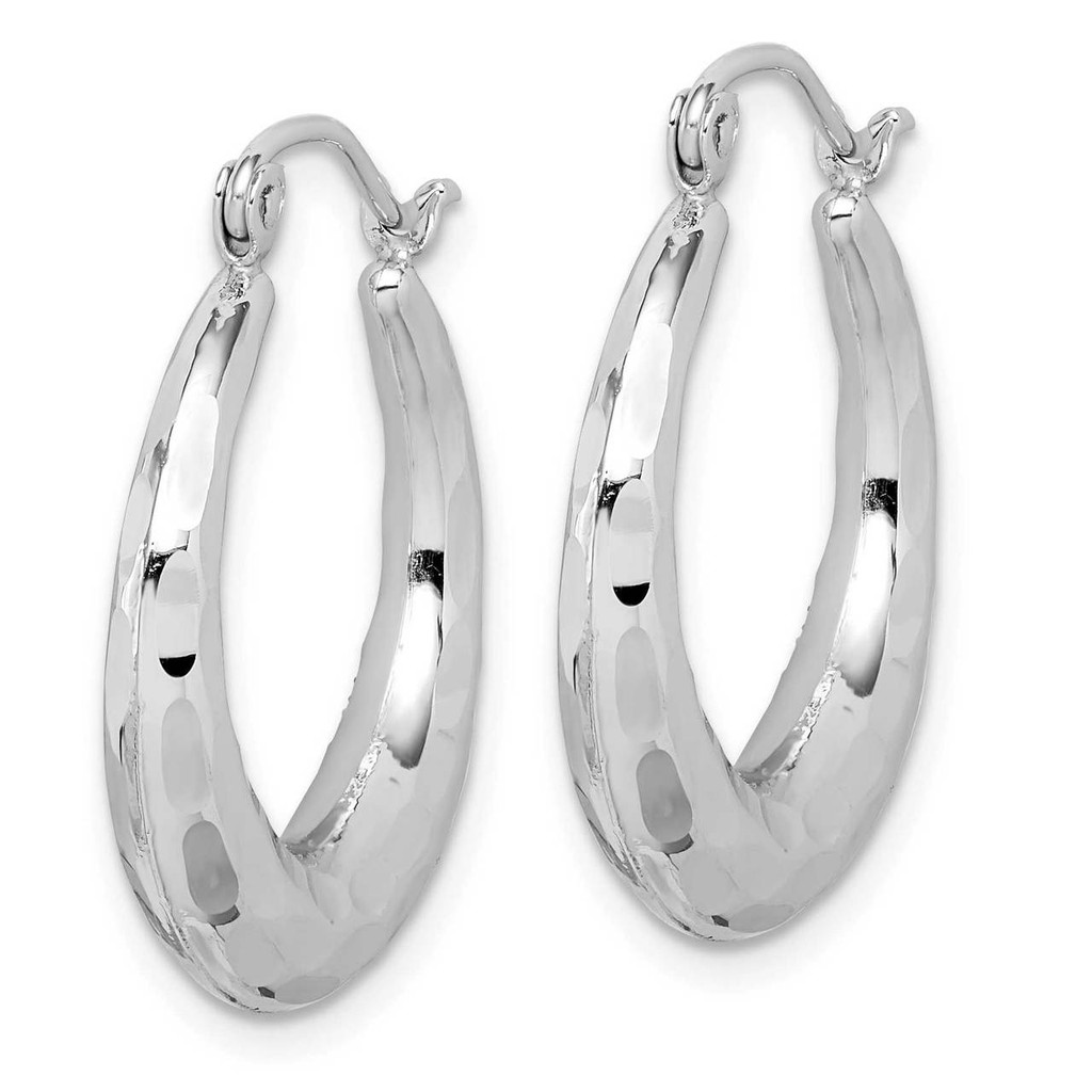 Polished & Diamond -cut Hoop Earrings 10k White Gold 10ER289W